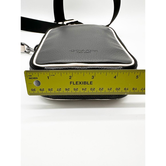 COACH CP180 Stanton Crossbody Pebble Leather Bag Black/Chalk/Gunmetal - Picture 10 of 11